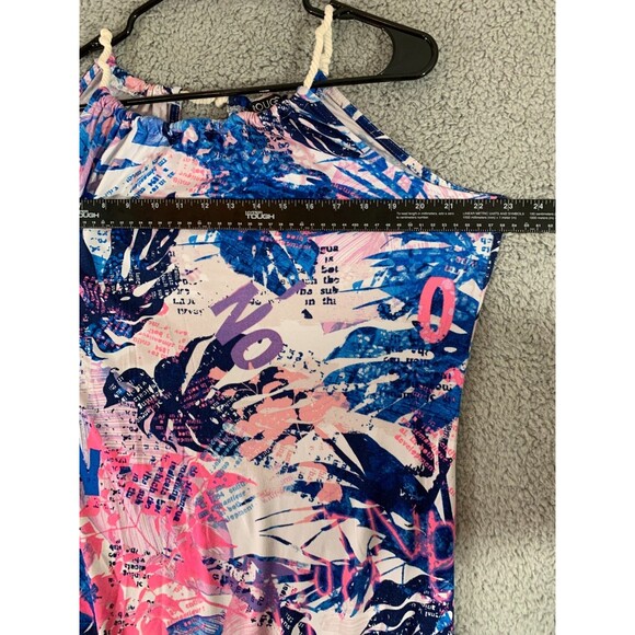 Rouge Collection Sundress 1X Flora Leaves Blue Purple Dress Rope Collar - Picture 8 of 12